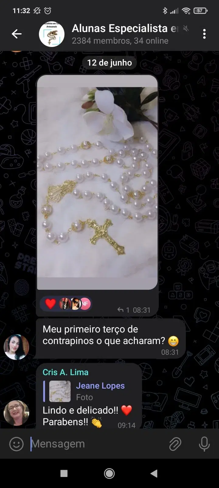 Depoimento de aluna do curso de terços