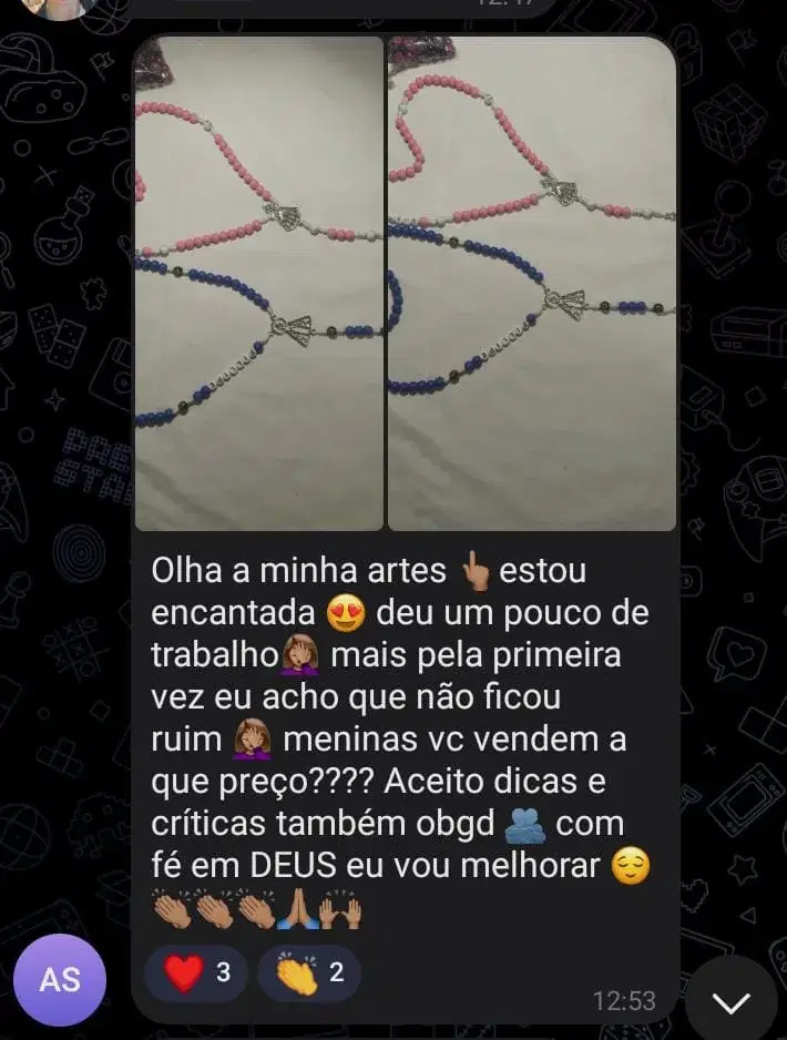 Depoimento de aluna do curso de terços